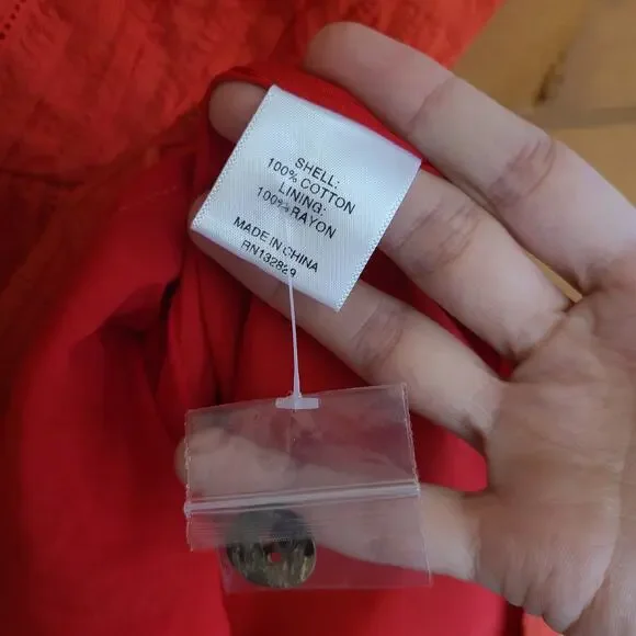 Tularosa Kit Midi Skirt Cherry Red Button Front High Waist Large NWOT Boho Pinup - Picture 7 of 7